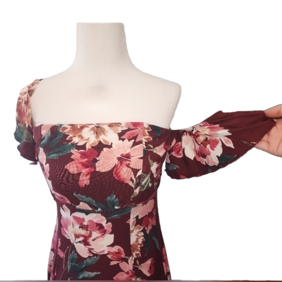 NWT Burgundy Floral Maxi Dress Size Small Windsor - Picture 6 of 8